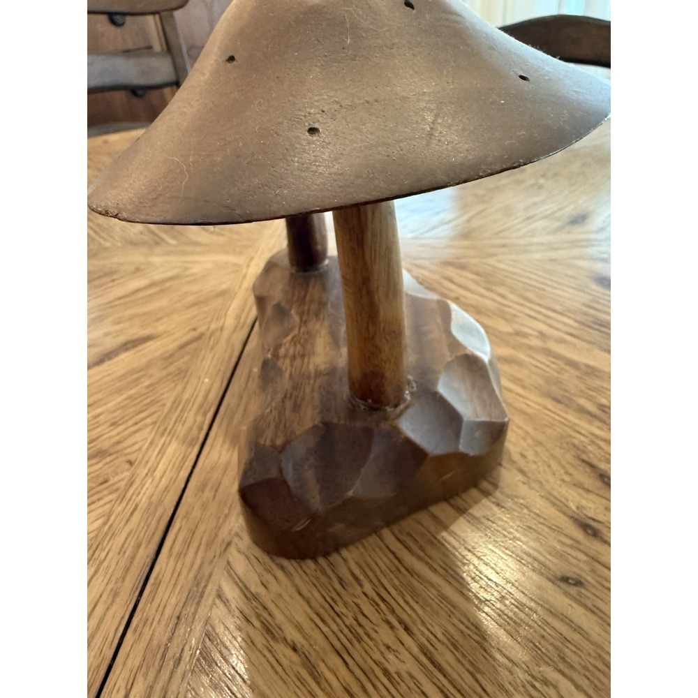 Vintage Mid Century Modern Monkey Pod Wood Mushroom Hors D'oeuvres Holder Decor - Picture 4 of 8